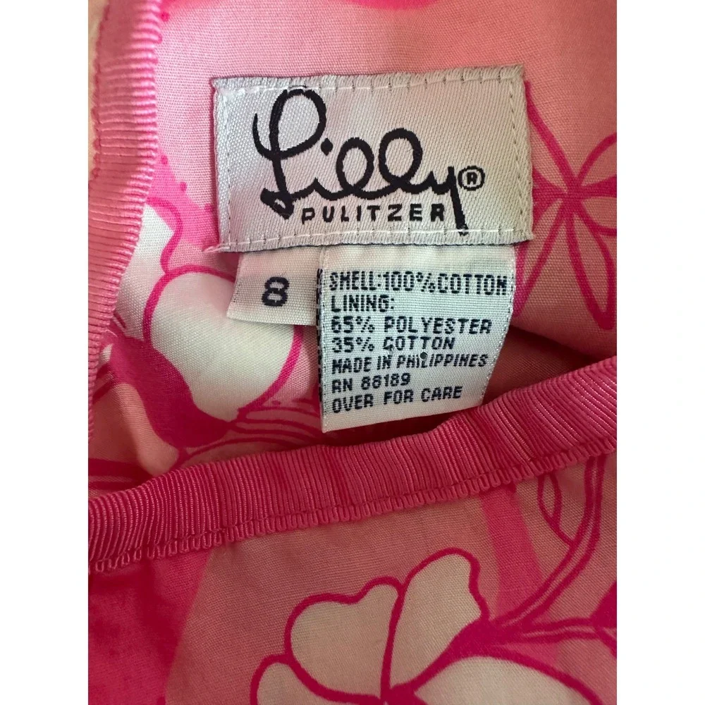 Lilly Pulitzer Mini Skirt Womens 8 Pink Blue Floral Dragonfly Cotton